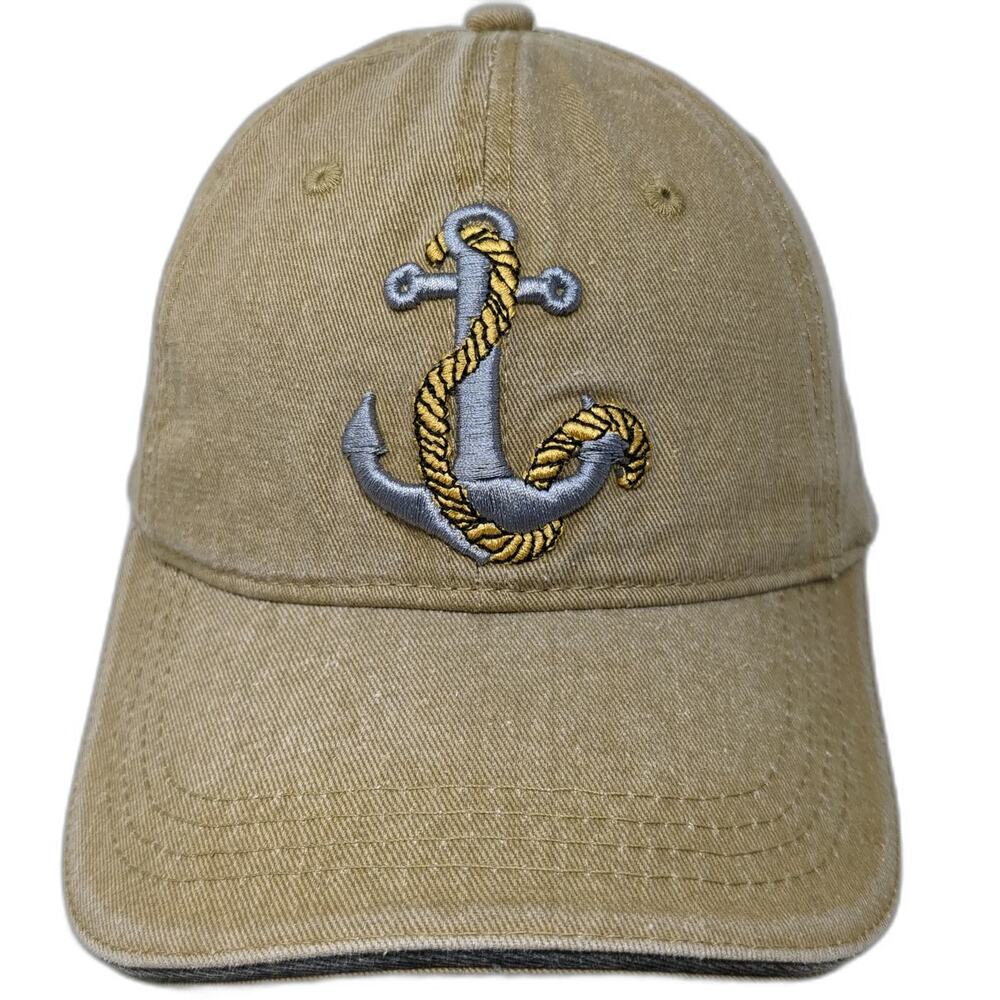 Island Dreams Baseball Cap Brown OSFM Anchor Bahamas Adjustable Slideback Hat